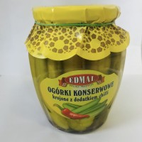 Edmal Sliced Sweet Gherkins in Vinegar with Chilli 720ml