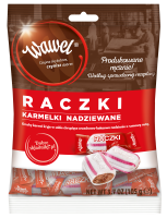 Raczki Caramels with Nut and Cocoa Filling with Rum  Aroma 105g  Wawel